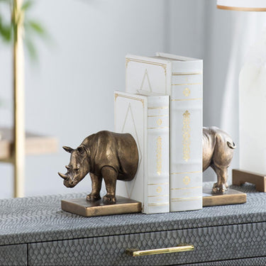 Rhino Bookends - Gold at online8 furniture store Auckland