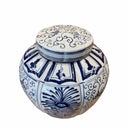 Ribbed Blue & White Pot With Lid at online8 furniture store Auckland