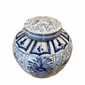 Ribbed Blue & White Pot With Lid at online8 furniture store Auckland