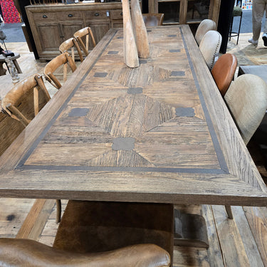 De Fluers Reclaimed Elm Dining Table with Zinc Inlay - 2800mm