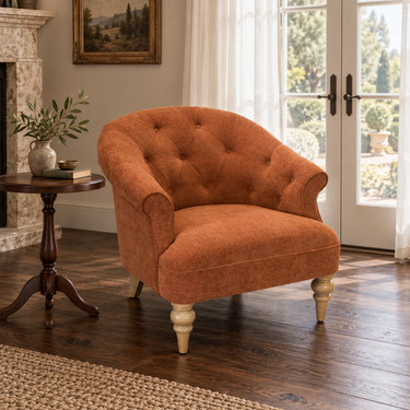 Theodore Accent Tufted Armchair - Rust