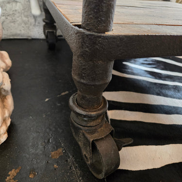Industrial Side Table with Wheels
