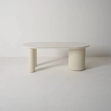 Roberto Tri-Column Coffee Table - Chalk White at online8 furniture store Auckland