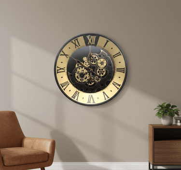 Roman Wall Clock with Gears at online8 furniture store Auckland