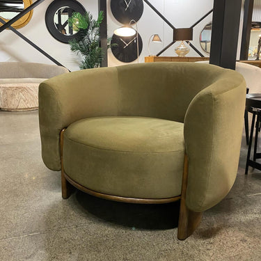 Rotterdam Club Chair – Olive Mohair at Online8 Furniture Auckland NZ