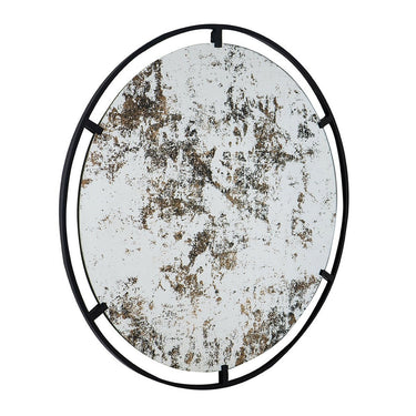 Round Antique Mirror with Metal Frame at online8 furniture store Auckland