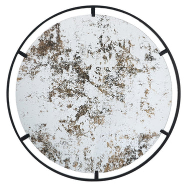 Round Antique Mirror with Metal Frame at online8 furniture store Auckland