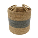Round Cylinder Stipe Basket With Handle - Set of 3 at online8 furniture store Auckland