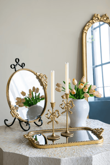 Round Gold Mirror Tray at online8 furniture store Auckland