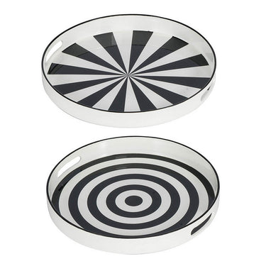 Round Tray S/2 - B&W at online8 furniture store Auckland