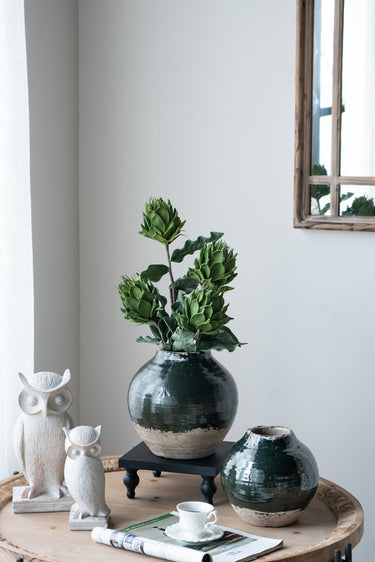 Round Vase Dark Green at Online8 Furniture Auckland NZ