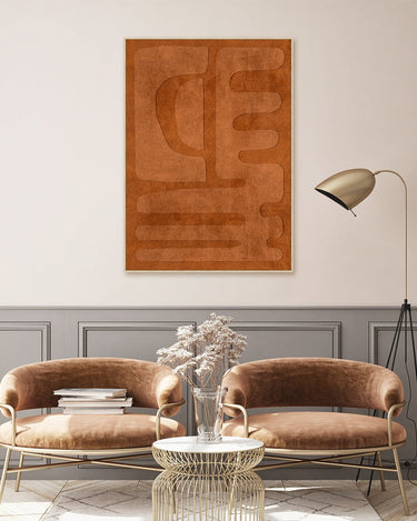 Rust Textured Framed Canvas Wall Art at online8 furniture store Auckland