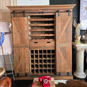 Rustic Reclaimed Pine Bar & Wine Unit with Sliding Doors at online8 furniture store Auckland