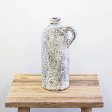 Rustic Terracotta Jar - Weathered Stone Set/2 at online8 furniture store Auckland