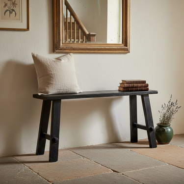 Rustico Reclaimed Teak Bench Medium - Black