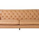 Rutherford 3 Seater Sofa in genuine distressed leather with deep diamond button tufting
