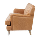 Rutherford 3 Seater Chesterfield Sofa with nailhead trim and turned oak legs on brass castors