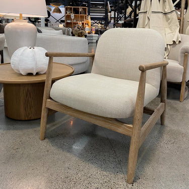 Sable Armchair | Linen Look & Light Oak at Online8 Furniture Auckland NZ