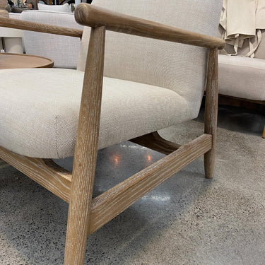 Sable Armchair | Linen Look & Light Oak at Online8 Furniture Auckland NZ