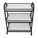 Samui Bar Cart - Black and Faux White Marble at Online8 Furniture Auckland NZ