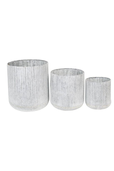 Sawyer Rustic Galvanised Planters - Set of 3 at online8 furniture store Auckland