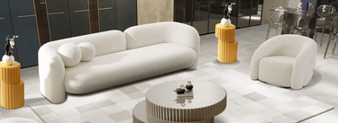 Seattle 3 Seat Boucle Sofa - White at online8 furniture store Auckland