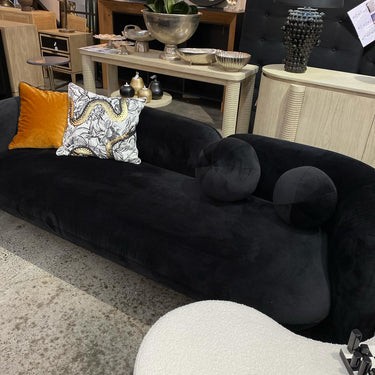 Seattle 3 Seat Sofa - Black Velvet at online8 furniture store Auckland