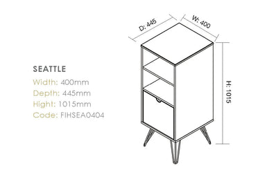 Seattle Cabinet W/2 Shelves & Drawer at online8 furniture store Auckland