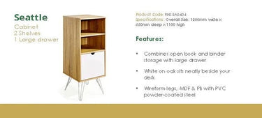 Seattle Cabinet W/2 Shelves & Drawer at online8 furniture store Auckland