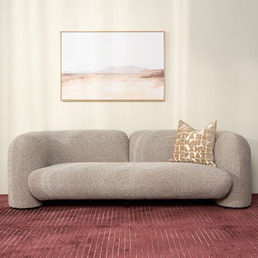 Seattle Curved Sofa in warm natural birch with a low-profile silhouette