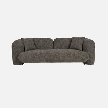 Seattle Curved Sofa in Seed Pearl textured cream 100% polyester with rounded arms