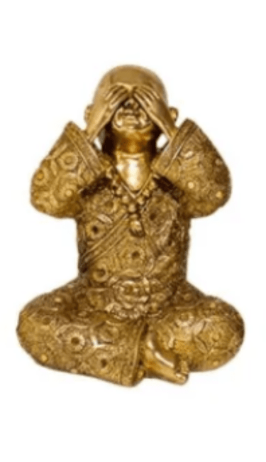 See No Evil Boy Monk Statue - Gold at online8 furniture store Auckland