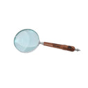 Sherlock Holmes Magnifier (10cm) with a nickel-toned aluminium frame and natural wooden handle