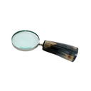 Short Horn Magnifier (10cm) with a horn and aluminium handle in beige, black and tan