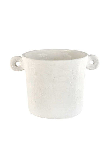 Side Handle Cement Planter White at online8 furniture store Auckland