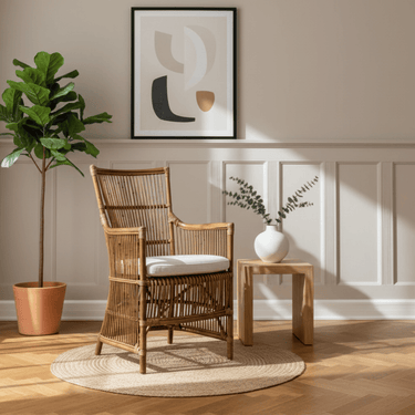 SIKA Originals Davinci Rattan Armchair w/White Seat Cushion - Antique at Online8 Furniture Auckland NZ