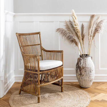 SIKA Originals Davinci Rattan Armchair w/White Seat Cushion - Antique at Online8 Furniture Auckland NZ
