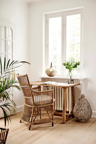 SIKA Originals Davinci Rattan Armchair w/White Seat Cushion - Antique at Online8 Furniture Auckland NZ