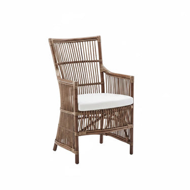 SIKA Originals Davinci Rattan Armchair w/White Seat Cushion - Antique at Online8 Furniture Auckland NZ