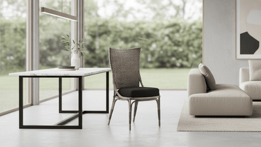 SIKA Originals Melody Rattan Side Chair w/Black Seat Cushion - Taupe at Online8 Furniture Auckland NZ