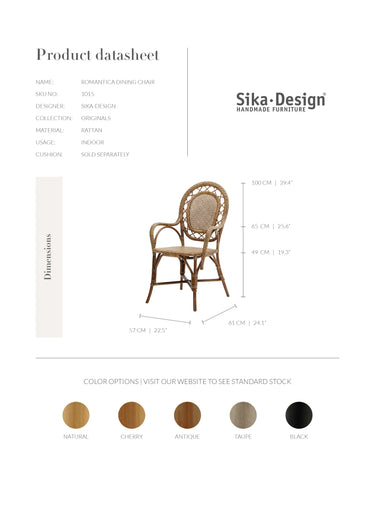 SIKA Originals Romantica Rattan Armchair - Natural at Online8 Furniture Auckland NZ