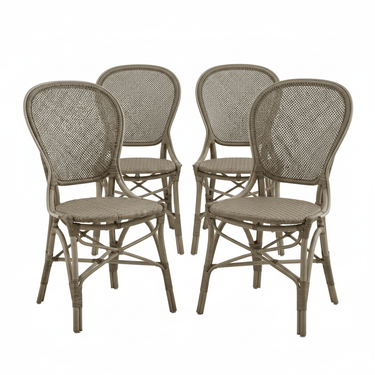 SIKA Originals Rossini Rattan Dining Chair - Taupe Set/4 at Online8 Furniture Auckland NZ