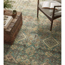 Sinclair Rug SIN-03 in Turquoise/Multi, a machine-washable power-loomed polyester rug