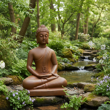 Sitting Buddha Statue - Terracotta 75cm at online8 furniture store Auckland