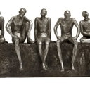 Sitting Men Statue - Silver at online8 furniture store Auckland