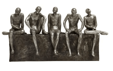 Sitting Men Statue - Silver at online8 furniture store Auckland