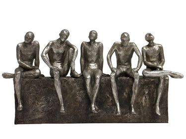 Sitting Men Statue - Silver at online8 furniture store Auckland
