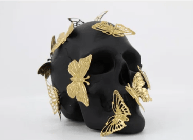 Skull with Metal Butterflies at online8 furniture store Auckland