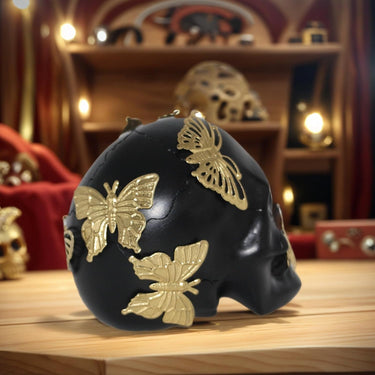 Skull with Metal Butterflies at online8 furniture store Auckland