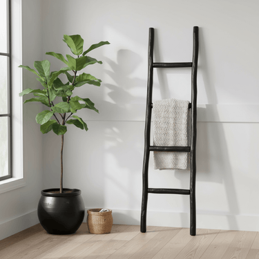 Slim Rustic Ladder – Black at online8 furniture store Auckland
